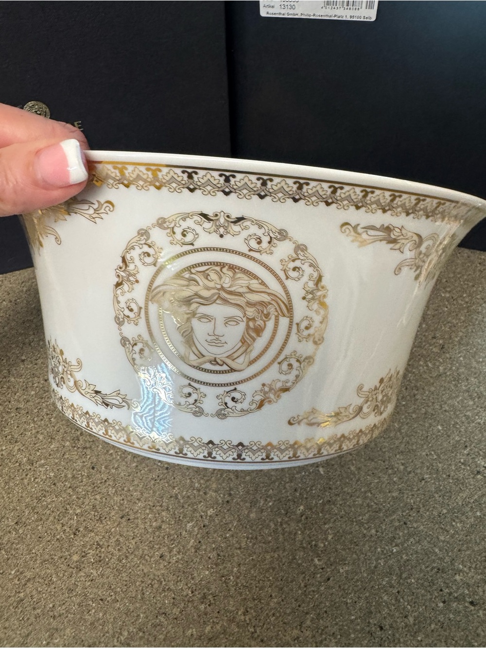 Versace White and Gold Medusa Porcelain Serving Bowl